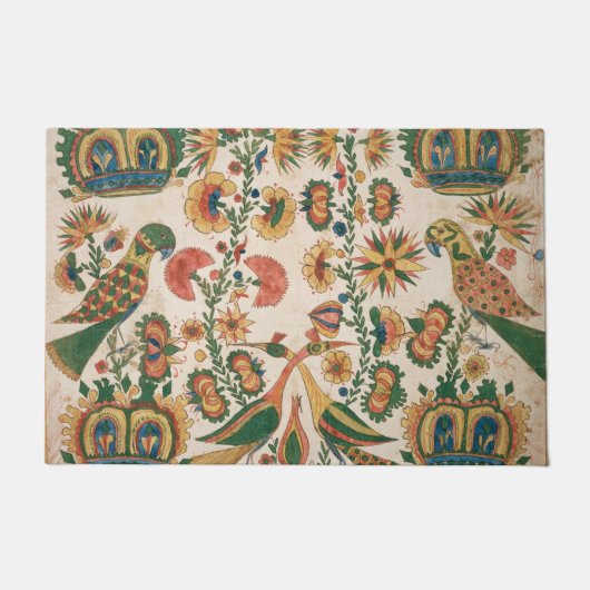 Pfauen und Papageien Vintag Art Rug Fußmatte (Vorderseite)