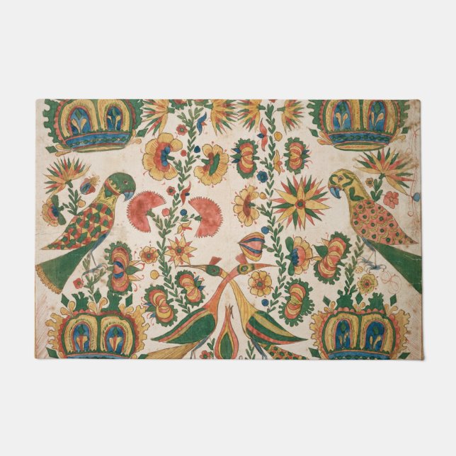 Pfauen und Papageien Vintag Art Rug Fußmatte (Vorderseite)
