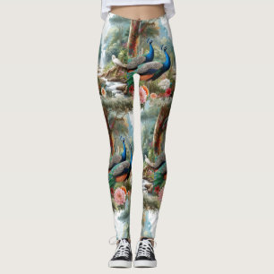 Pfauen Vögel im Wald Leggings