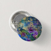 Pfauen Vögel Trendiger Pin-Button Button (Vorne & Hinten)