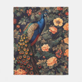 Pfauen-Vogel Vintage-Muster Wald Fleecedecke (Vorderseite)