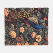 Pfauen-Vogel Vintage-Muster Wald Fleecedecke (Vorderseite (Horizontal))