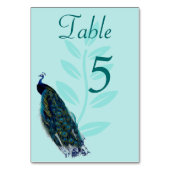 Pfauenaqua-Tischkarte Tischnummer (Rückseite)