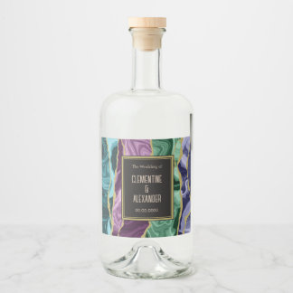 Pfauenaquamarinaugate Alkoholflaschenetikett