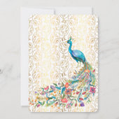 Pfauenarabisches Muster Indische Hochzeitdetails Einladung (Rückseite)