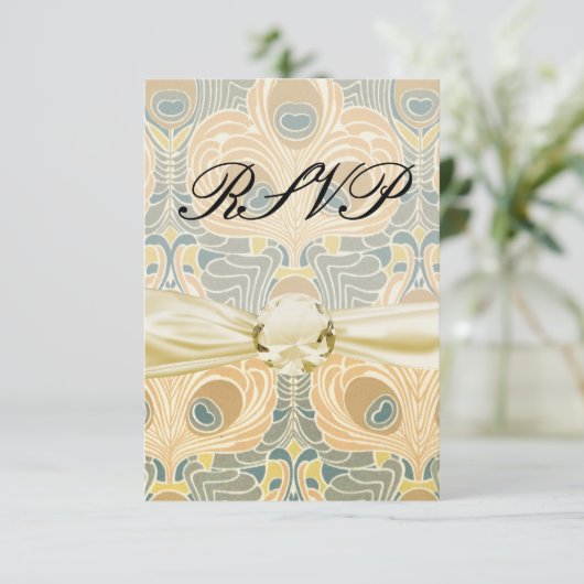 Pfauenart RSVP Karte (Stehend Vorderseite)