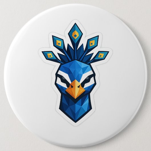 Pfauenaufkleber Button (Vorderseite)