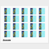 Pfauenaufkleber- und Fun-Stickers-Tags Quadratischer Aufkleber (Blatt)