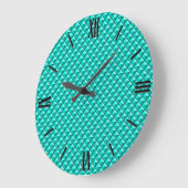 Pfauenblau, Emaille-Aussehen, gestreiftes Gitter Große Wanduhr (Winkel)