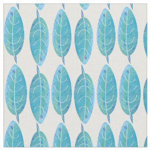Pfauenblau, moderne Aquarellblattgestaltung Stoff