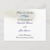 Pfauenblau Save the Date Ankündigungspostkarte (Rückseite)