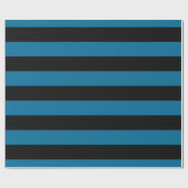 Pfauenblau Schwarz XL Streifen Muster V Geschenkpapier (Flach)