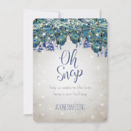 Pfauenblau Silber OH Snap Hochzeit Hashtag Karten