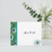 Pfauenblaue Hochzeitkarte Einladungspostkarte (Stehend Vorderseite)
