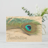 Pfauenblauer Hochzeitsempfang Einladung (Stehend Vorderseite)