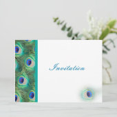 Pfauenblauer Hochzeitsempfang Einladung (Stehend Vorderseite)