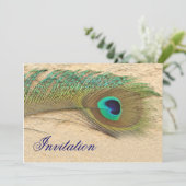 Pfauenblauer Hochzeitsempfang Einladung (Stehend Vorderseite)