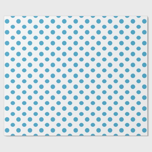 Pfauenblauer Polka-Dosenkreislauf Geschenkpapier (Flach)