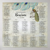 Pfauenblauer Silbersitzplan 12 Tabellen Poster (Vorne)