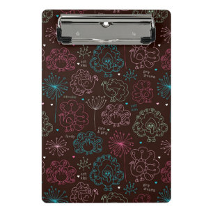 Pfauenblume Indien Tapete vintage Mini Klemmbrett