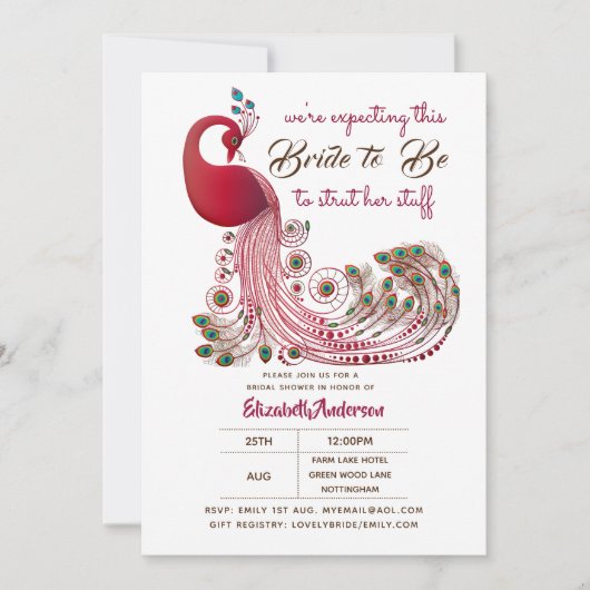 Pfauenbrücke 2 muss ihr Stuff-Brautparty anziehen Einladung (Vorderseite)