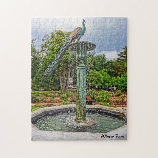 Pfauenbrunnen & Rose Garden im Winter Park FL Puzzle (Vertikal)