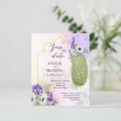 Pfauenbudget für Purpur Save the Date (Stehend Vorderseite)