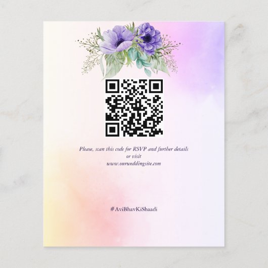 Pfauenbudget für Purpur Save the Date (Rückseite)