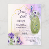 Pfauenbudget für Purpur Save the Date (Vorderseite)
