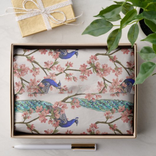 PfauenDamaskus-Patronenpapier Seidenpapier (Geschenk)