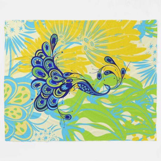 Pfauendecke Fleecedecke (Vorderseite (Horizontal))