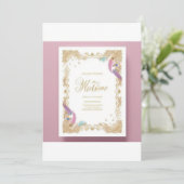 Pfauendekorierte Einladung zur Hochzeit (Stehend Vorderseite)