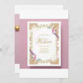 Pfauendekorierte Einladung zur Hochzeit (Vorne/Hinten)