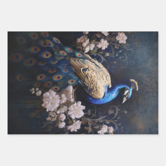 Pfauendekoutenpapier Geschenkpapier Set (Vorderseite 2)