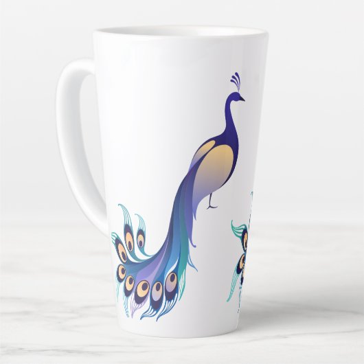 Pfauendesign Art Latte Tasse (Linke Ecke)