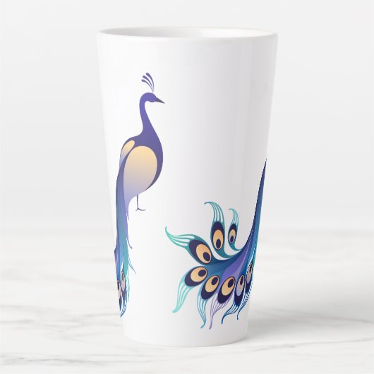 Pfauendesign Art Latte Tasse (Vorderseite)