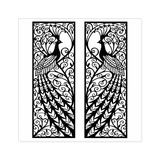 Pfauendesign Gummistempel (Prägung)