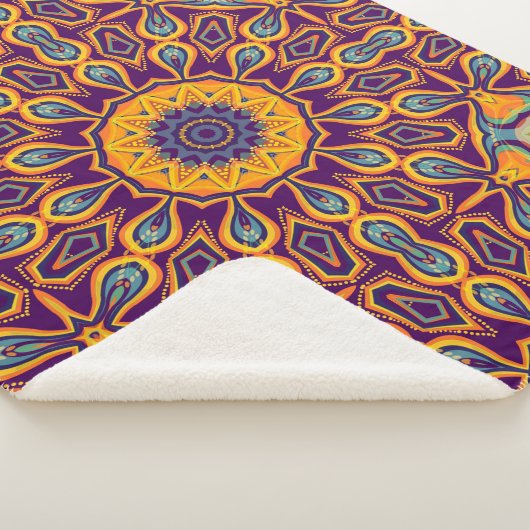 Pfauendesign Lila Aquamarin Orange Mandala Sherpadecke (3/4)