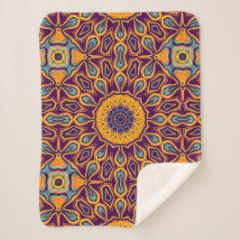 Pfauendesign Lila Aquamarin Orange Mandala Sherpadecke