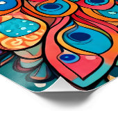 Pfauendesign, zeitgenössischer Stil, bunte Farben Poster (Ecke)
