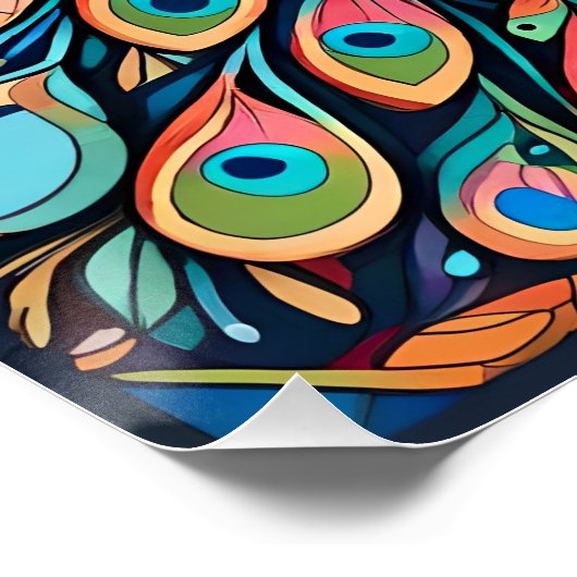 Pfauendesign, zeitgenössischer Stil, bunte Farben Poster (Ecke)