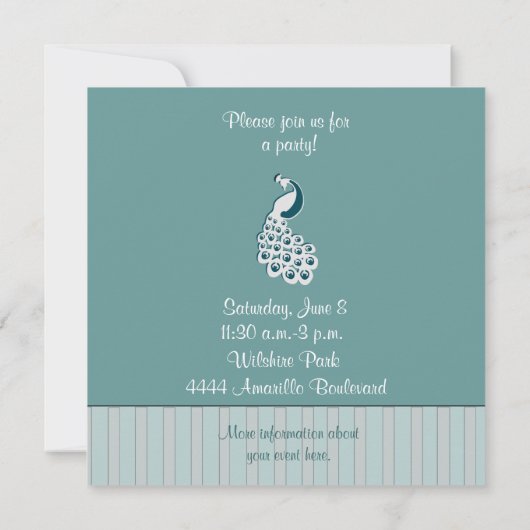 Pfaueneinladung Einladung (Rückseite)