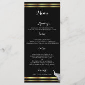Pfaueneleganz im Schwarzen Gold und Weißes Menü Menükarte (Vorderseite)