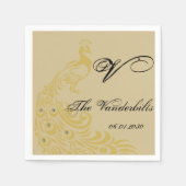 Pfaueneleganz mit einem Art-Deco-Flair Monogramm Serviette (Vorderseite)