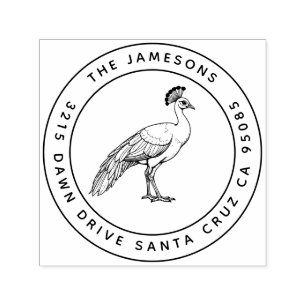 Pfauenfamilien-Briefmarke – Königliche Pracht Permastempel