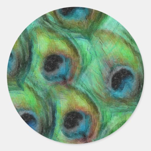 Pfauenfantasy-Set 1114 Runder Aufkleber (Vorderseite)