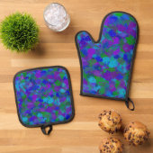 Pfauenfarbe Ofenhandschuh & Topflappen-Set (Oben Unten)
