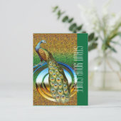 Pfauenfarben Postkarte (Stehend Vorderseite)
