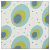 Pfauenfarben Türkisblau Mitte des Jahrhunderts Stoff (Muster)