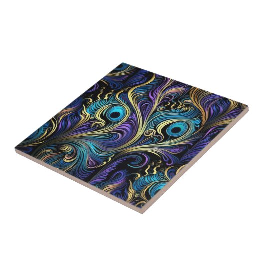 Pfauenfarbenes Muster Fliese (Seite)